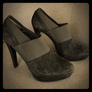 Stuart Weitzman Black Suede Heeled Booties